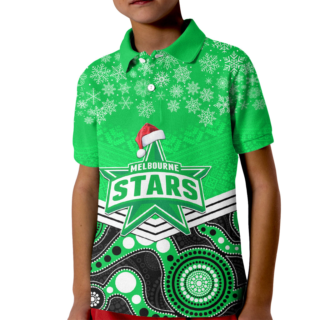 custom-melbourne-stars-cricket-christmas-kid-polo-shirt-merry-xmas-2023-indigenous-art