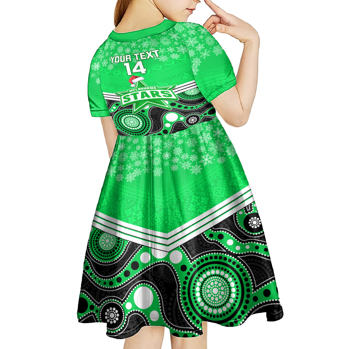 custom-melbourne-stars-cricket-christmas-kid-short-sleeve-dress-merry-xmas-2023-indigenous-art