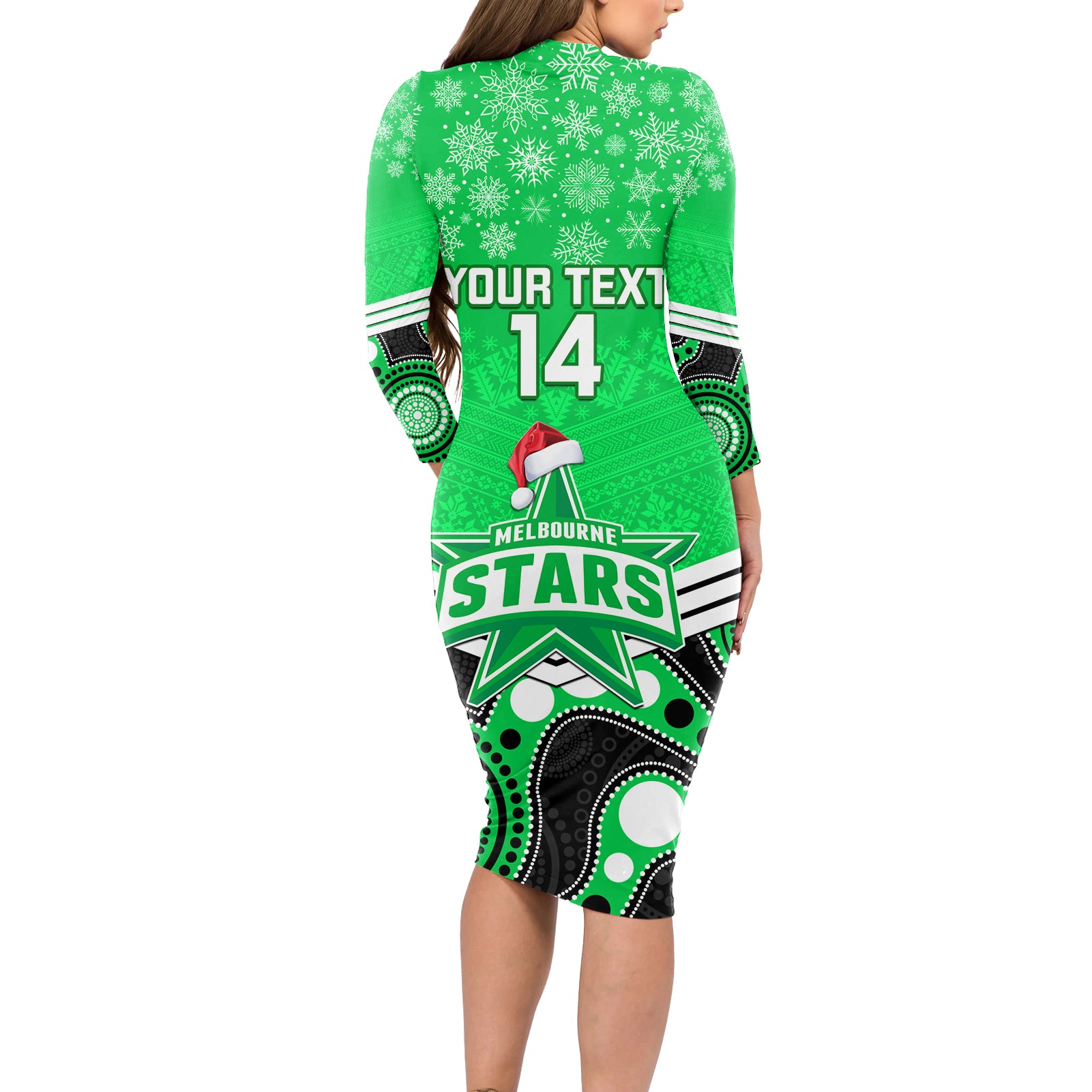 custom-melbourne-stars-cricket-christmas-long-sleeve-bodycon-dress-merry-xmas-2023-indigenous-art