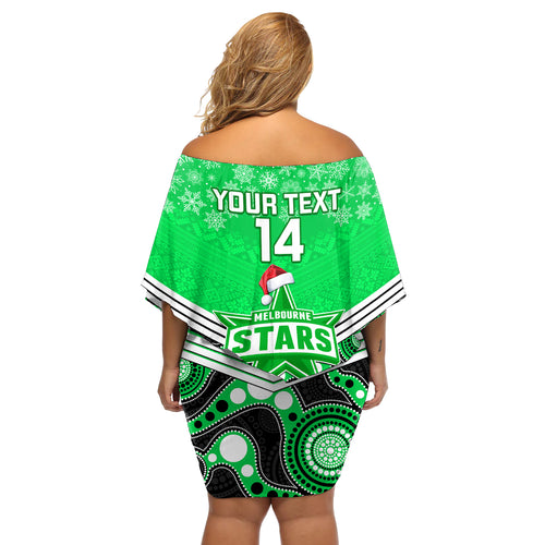 custom-melbourne-stars-cricket-christmas-off-shoulder-short-dress-merry-xmas-2023-indigenous-art