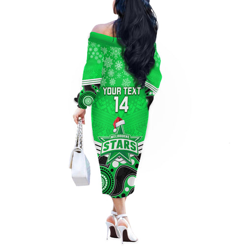 custom-melbourne-stars-cricket-christmas-off-the-shoulder-long-sleeve-dress-merry-xmas-2023-indigenous-art