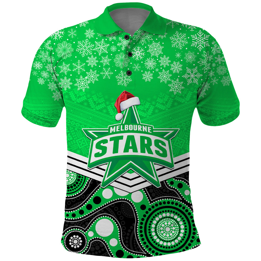 custom-melbourne-stars-cricket-christmas-polo-shirt-merry-xmas-2023-indigenous-art