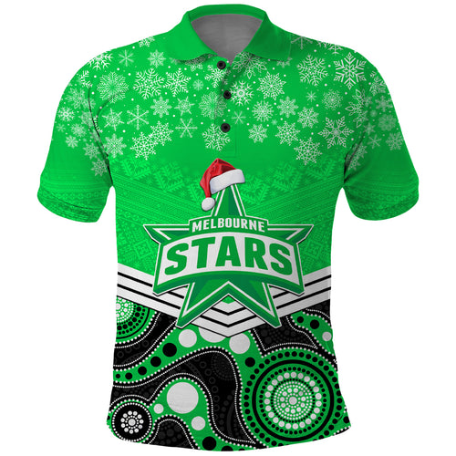 custom-melbourne-stars-cricket-christmas-polo-shirt-merry-xmas-2023-indigenous-art