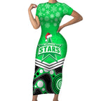 custom-melbourne-stars-cricket-christmas-short-sleeve-bodycon-dress-merry-xmas-2023-indigenous-art