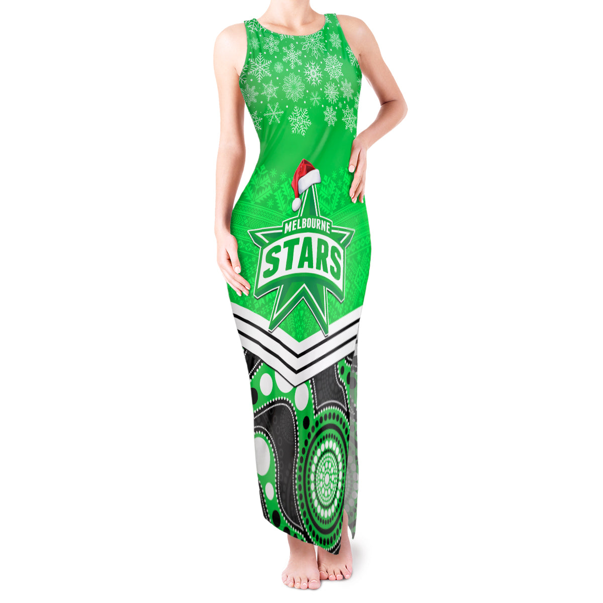 custom-melbourne-stars-cricket-christmas-tank-maxi-dress-merry-xmas-2023-indigenous-art