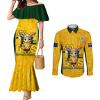 custom-matildas-couples-matching-mermaid-dress-and-long-sleeve-button-shirt-australian-cute-mascot-unique-gold-version