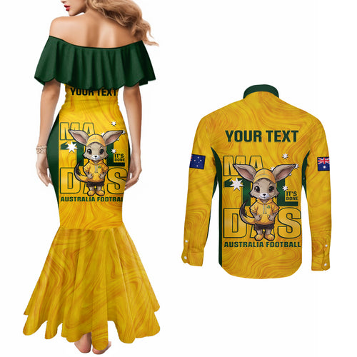 custom-matildas-couples-matching-mermaid-dress-and-long-sleeve-button-shirt-australian-cute-mascot-unique-gold-version