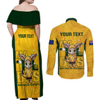 custom-matildas-couples-matching-off-shoulder-maxi-dress-and-long-sleeve-button-shirt-australian-cute-mascot-unique-gold-version