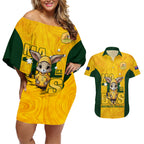 custom-matildas-couples-matching-off-shoulder-short-dress-and-hawaiian-shirt-australian-cute-mascot-unique-gold-version