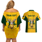 custom-matildas-couples-matching-off-shoulder-short-dress-and-hawaiian-shirt-australian-cute-mascot-unique-gold-version