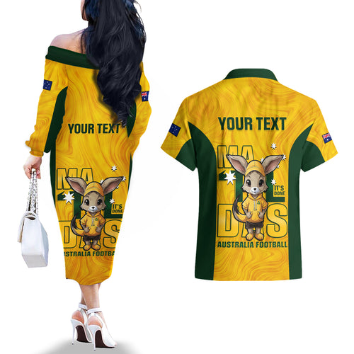 custom-matildas-couples-matching-off-the-shoulder-long-sleeve-dress-and-hawaiian-shirt-australian-cute-mascot-unique-gold-version