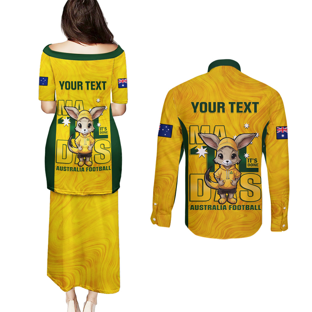 custom-matildas-couples-matching-puletasi-dress-and-long-sleeve-button-shirt-australian-cute-mascot-unique-gold-version