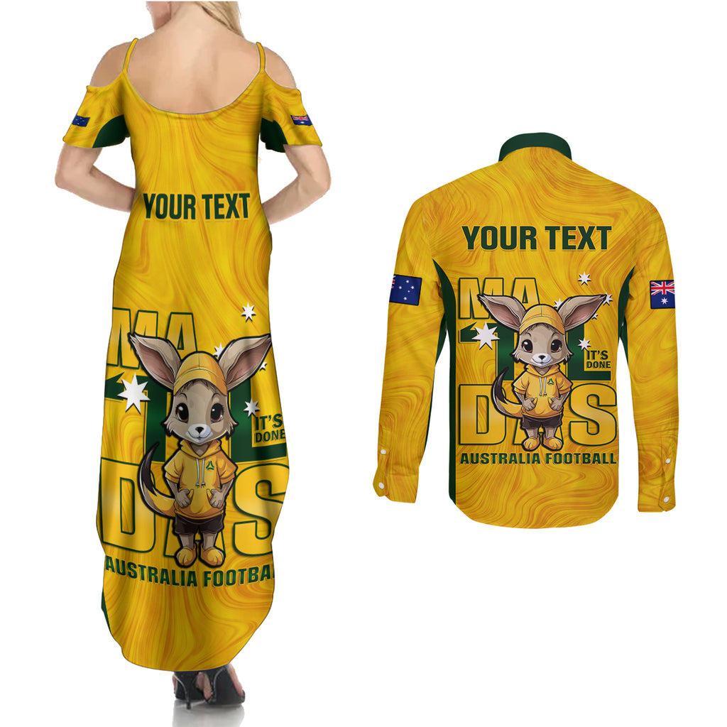 custom-matildas-couples-matching-summer-maxi-dress-and-long-sleeve-button-shirt-australian-cute-mascot-unique-gold-version