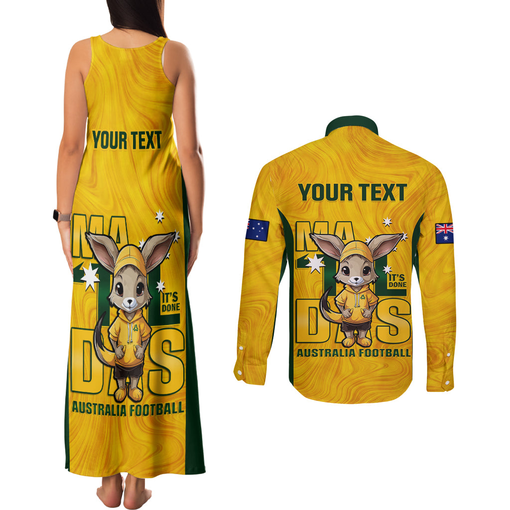 custom-matildas-couples-matching-tank-maxi-dress-and-long-sleeve-button-shirt-australian-cute-mascot-unique-gold-version