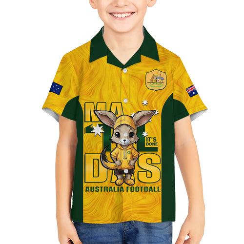 custom-matildas-family-matching-short-sleeve-bodycon-dress-and-hawaiian-shirt-australian-cute-mascot-unique-gold-version