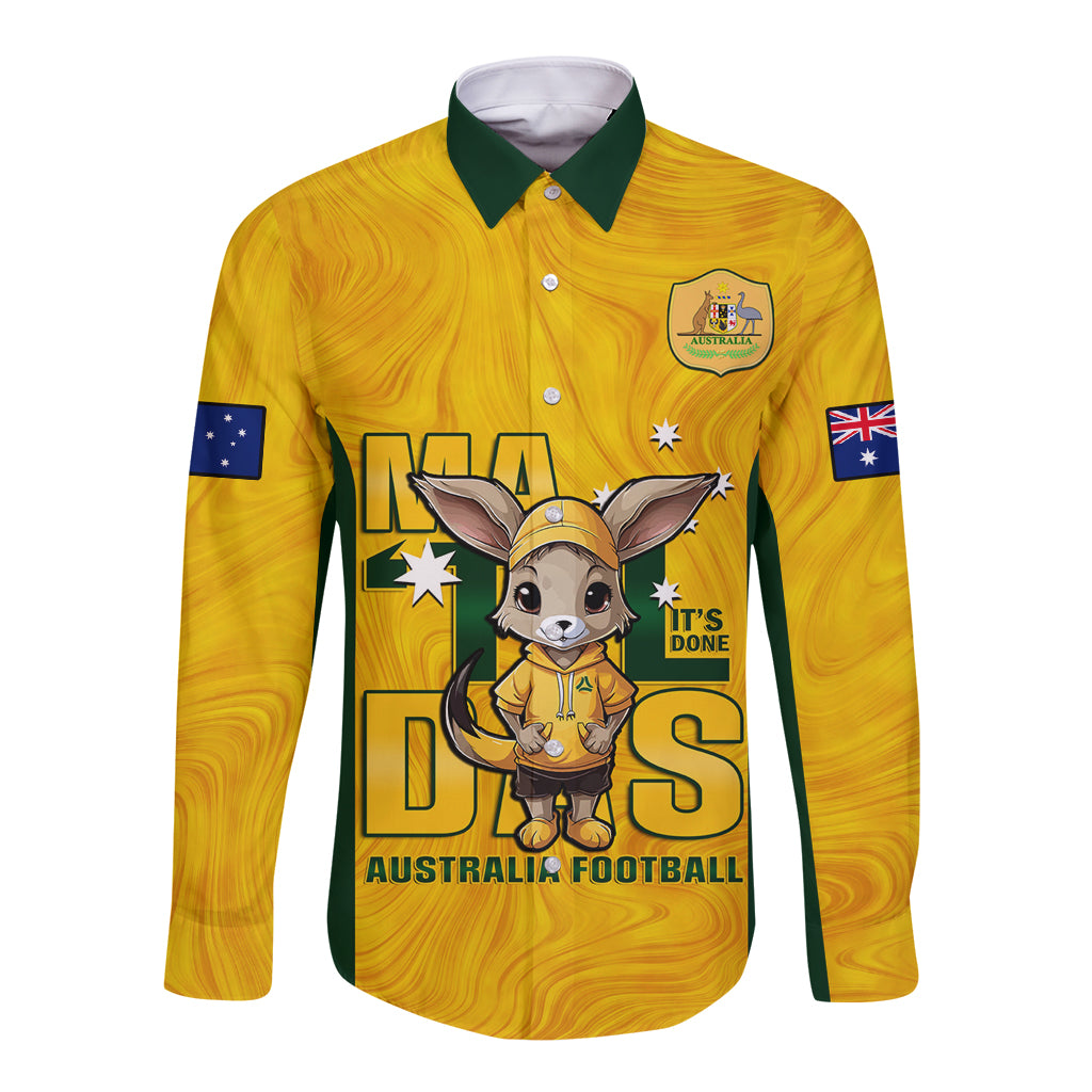 custom-matildas-long-sleeve-button-shirt-australian-cute-mascot-unique-gold-version