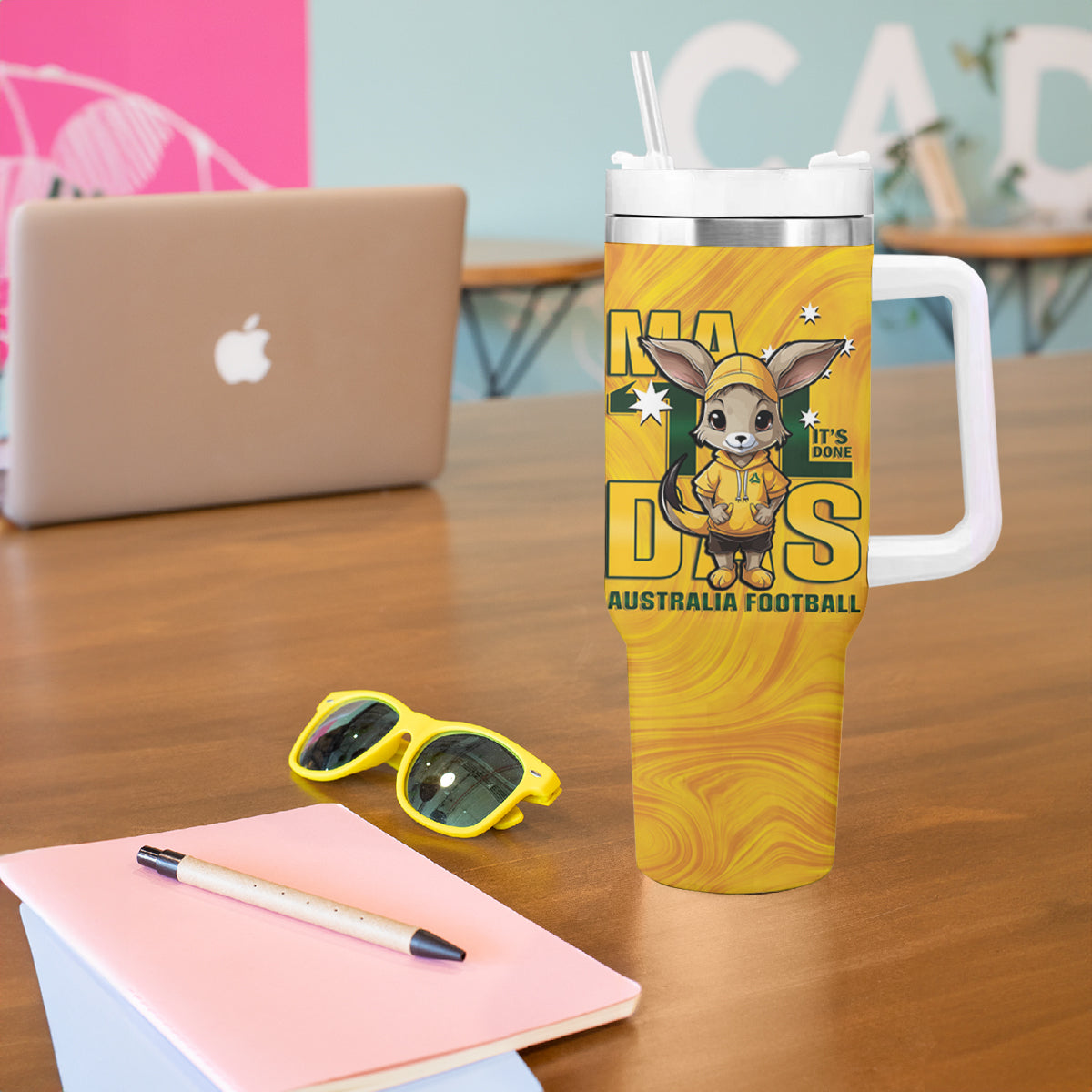 Matildas Tumbler With Handle Australian Cute Mascot Unique Gold Version
