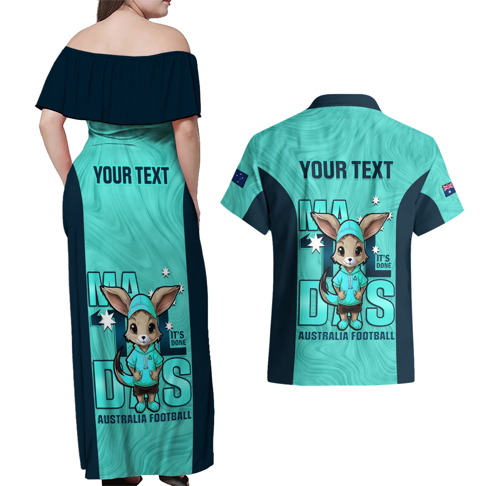custom-matildas-couples-matching-off-shoulder-maxi-dress-and-hawaiian-shirt-australian-cute-mascot-unique-turquosie-version