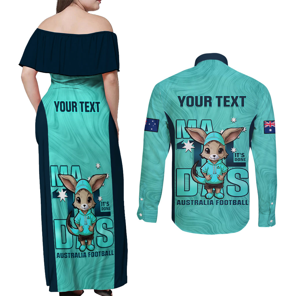 custom-matildas-couples-matching-off-shoulder-maxi-dress-and-long-sleeve-button-shirt-australian-cute-mascot-unique-turquosie-version