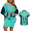 custom-matildas-couples-matching-off-shoulder-short-dress-and-hawaiian-shirt-australian-cute-mascot-unique-turquosie-version