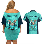 custom-matildas-couples-matching-off-shoulder-short-dress-and-hawaiian-shirt-australian-cute-mascot-unique-turquosie-version