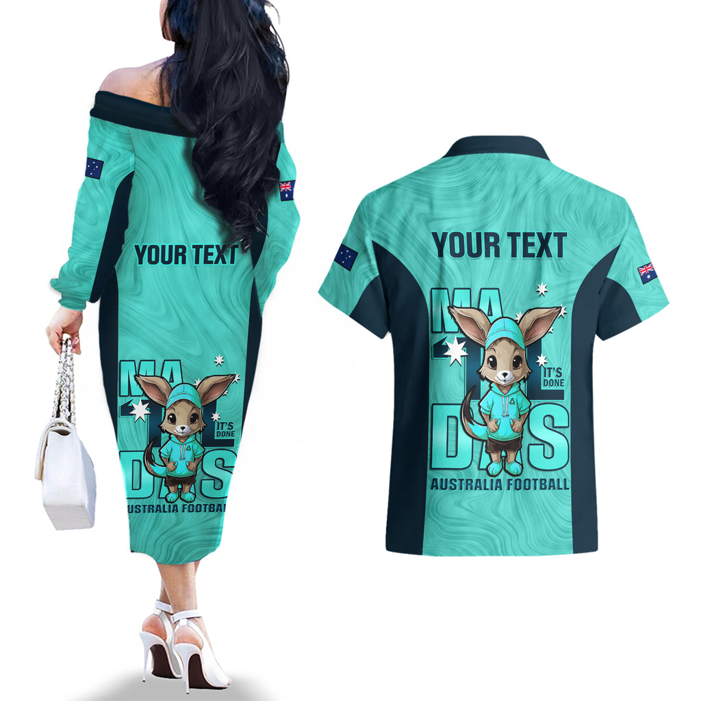 custom-matildas-couples-matching-off-the-shoulder-long-sleeve-dress-and-hawaiian-shirt-australian-cute-mascot-unique-turquosie-version