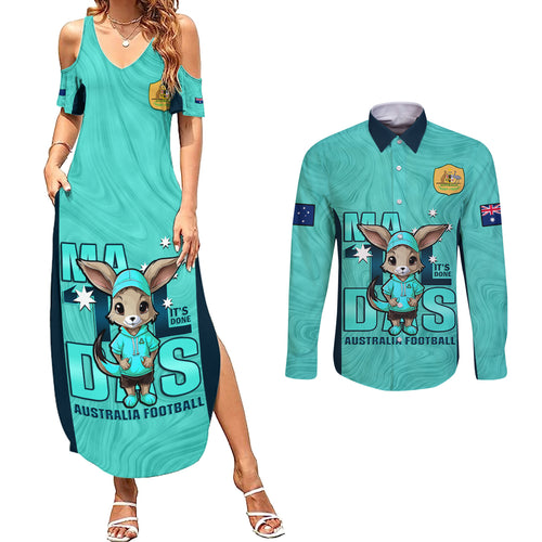 custom-matildas-couples-matching-summer-maxi-dress-and-long-sleeve-button-shirt-australian-cute-mascot-unique-turquosie-version