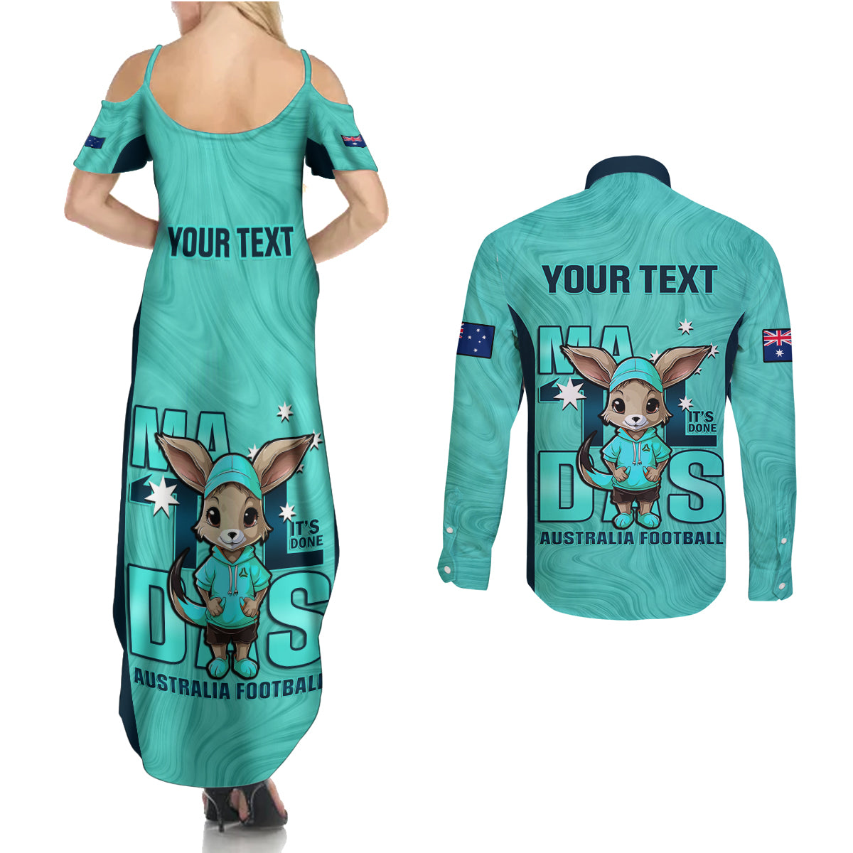 custom-matildas-couples-matching-summer-maxi-dress-and-long-sleeve-button-shirt-australian-cute-mascot-unique-turquosie-version