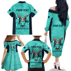 custom-matildas-family-matching-off-shoulder-long-sleeve-dress-and-hawaiian-shirt-australian-cute-mascot-unique-turquosie-version