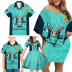 custom-matildas-family-matching-off-shoulder-short-dress-and-hawaiian-shirt-australian-cute-mascot-unique-turquosie-version