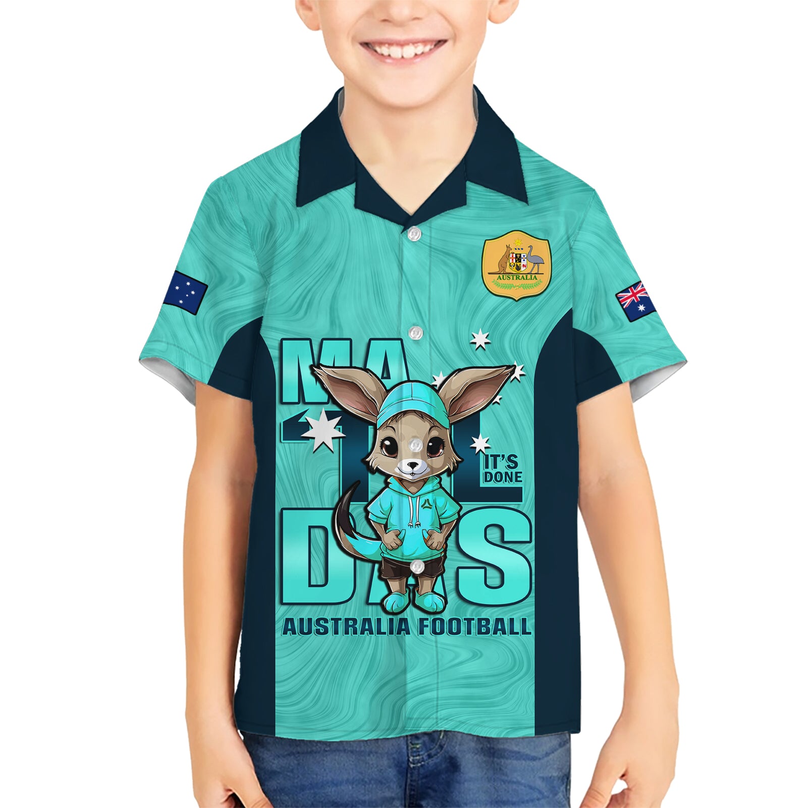 custom-matildas-kid-hawaiian-shirt-australian-cute-mascot-unique-turquosie-version