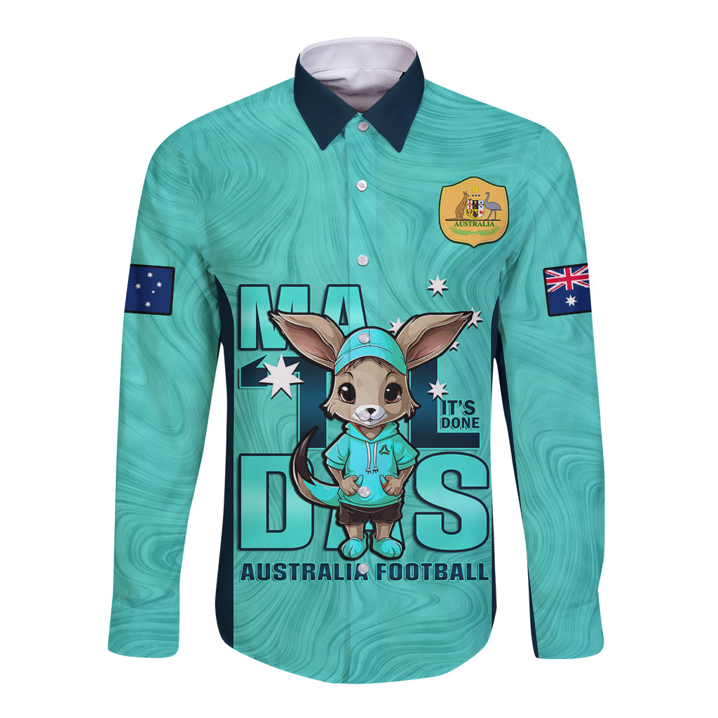 custom-matildas-long-sleeve-button-shirt-australian-cute-mascot-unique-turquosie-version