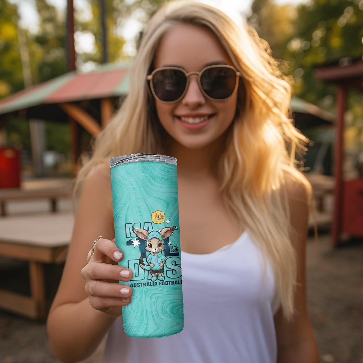 Matildas Skinny Tumbler Australian Cute Mascot Unique Turquosie Version