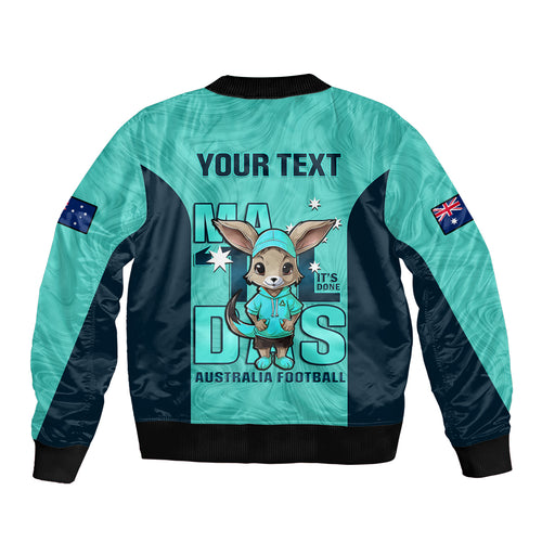 custom-matildas-sleeve-zip-bomber-jacket-australian-cute-mascot-unique-turquosie-version
