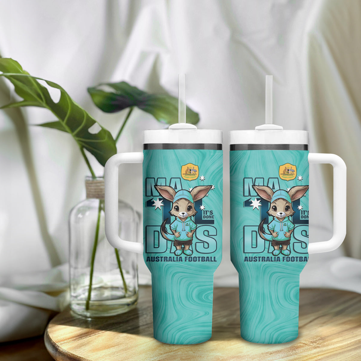 Matildas Tumbler With Handle Australian Cute Mascot Unique Turquosie Version