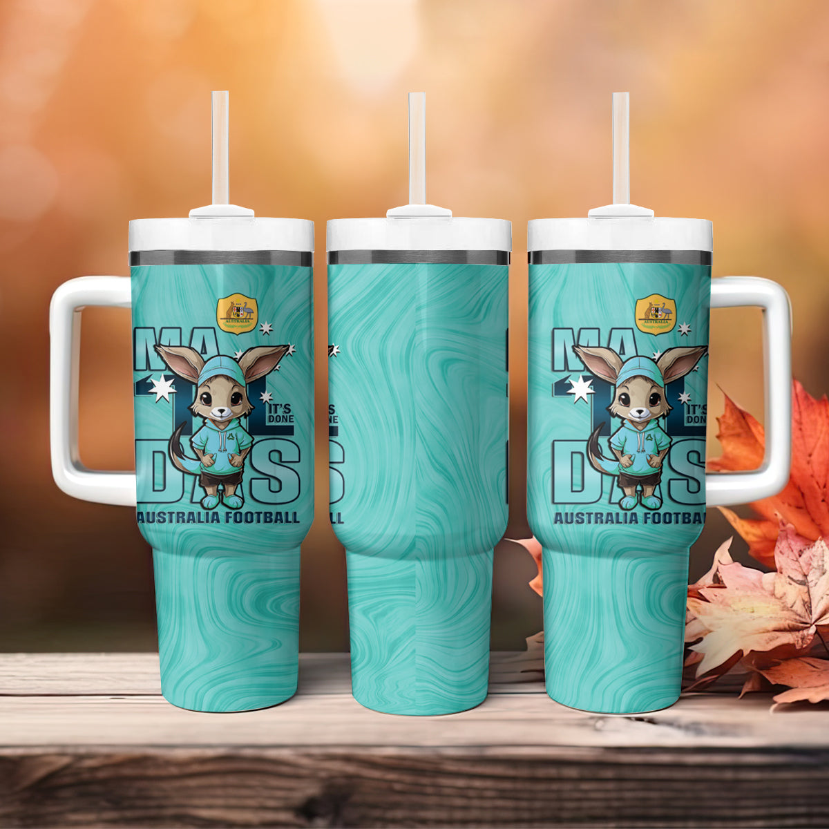 Matildas Tumbler With Handle Australian Cute Mascot Unique Turquosie Version