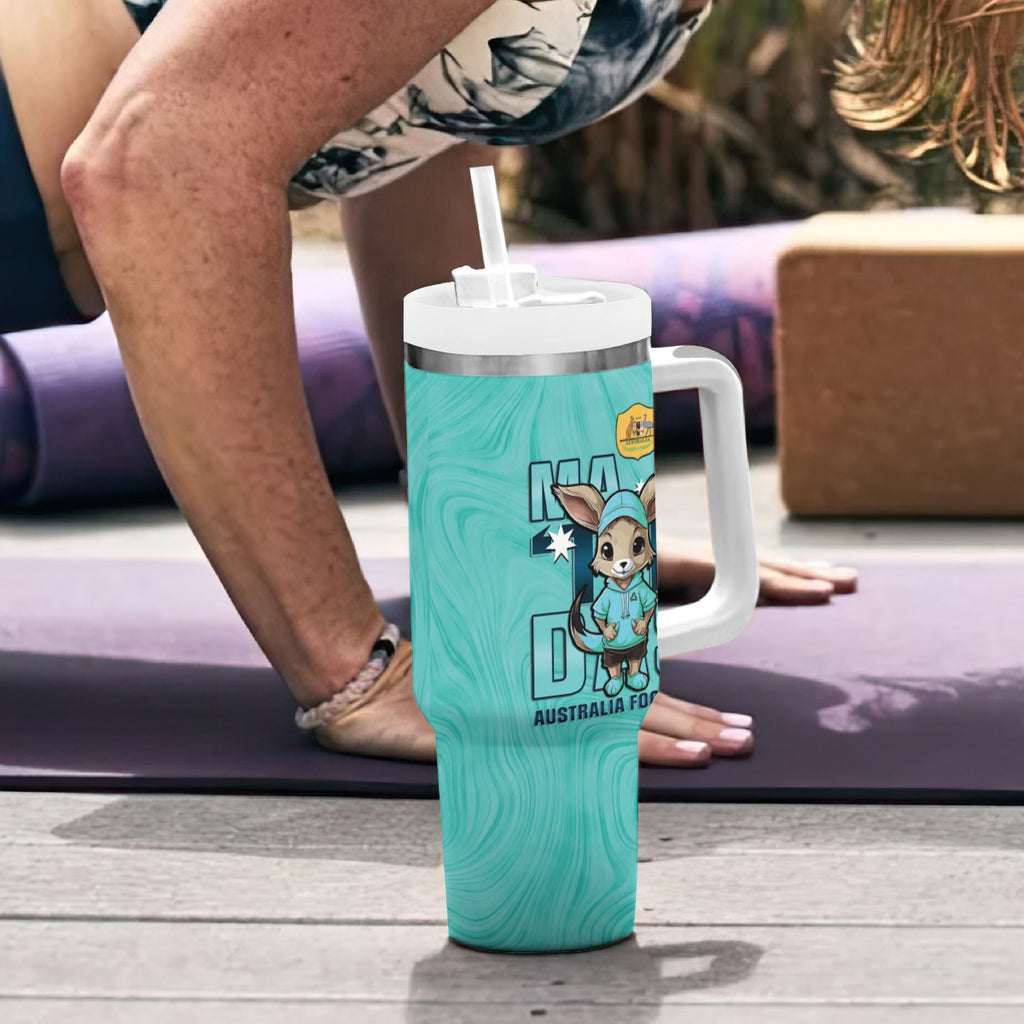 Matildas Tumbler With Handle Australian Cute Mascot Unique Turquosie Version