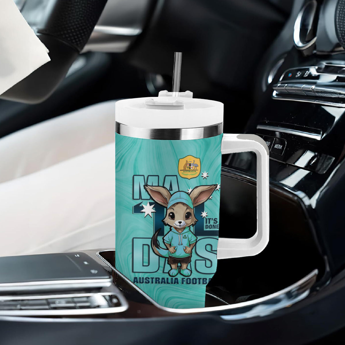 Matildas Tumbler With Handle Australian Cute Mascot Unique Turquosie Version