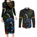 custom-nrl-panthers-couples-matching-long-sleeve-bodycon-dress-and-long-sleeve-button-shirt-indigenous-penrith-dynamic-black-version