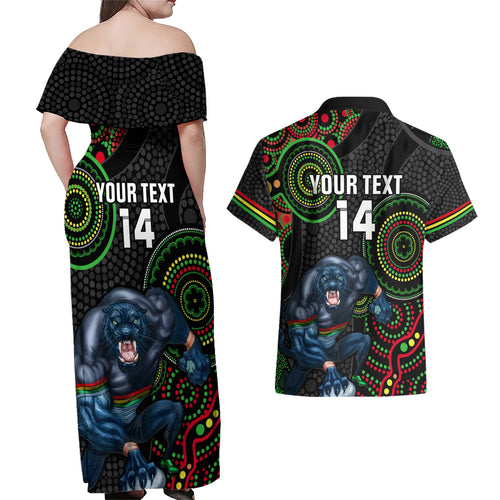 custom-nrl-panthers-couples-matching-off-shoulder-maxi-dress-and-hawaiian-shirt-indigenous-penrith-dynamic-black-version