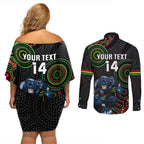 custom-nrl-panthers-couples-matching-off-shoulder-short-dress-and-long-sleeve-button-shirt-indigenous-penrith-dynamic-black-version