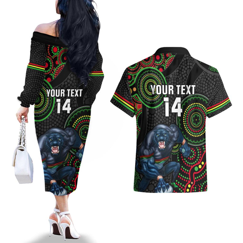 custom-nrl-panthers-couples-matching-off-the-shoulder-long-sleeve-dress-and-hawaiian-shirt-indigenous-penrith-dynamic-black-version
