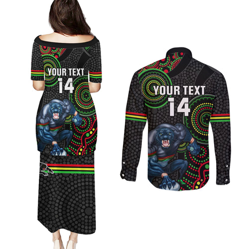 custom-nrl-panthers-couples-matching-puletasi-dress-and-long-sleeve-button-shirt-indigenous-penrith-dynamic-black-version