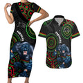 custom-nrl-panthers-couples-matching-short-sleeve-bodycon-dress-and-hawaiian-shirt-indigenous-penrith-dynamic-black-version