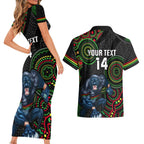 custom-nrl-panthers-couples-matching-short-sleeve-bodycon-dress-and-hawaiian-shirt-indigenous-penrith-dynamic-black-version