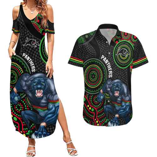 custom-nrl-panthers-couples-matching-summer-maxi-dress-and-hawaiian-shirt-indigenous-penrith-dynamic-black-version