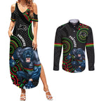 custom-nrl-panthers-couples-matching-summer-maxi-dress-and-long-sleeve-button-shirt-indigenous-penrith-dynamic-black-version