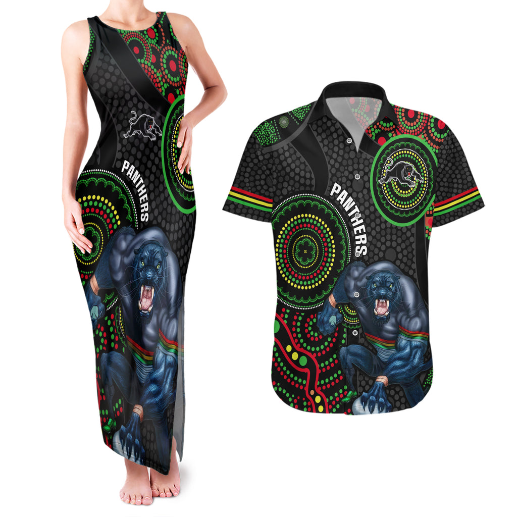 custom-nrl-panthers-couples-matching-tank-maxi-dress-and-hawaiian-shirt-indigenous-penrith-dynamic-black-version