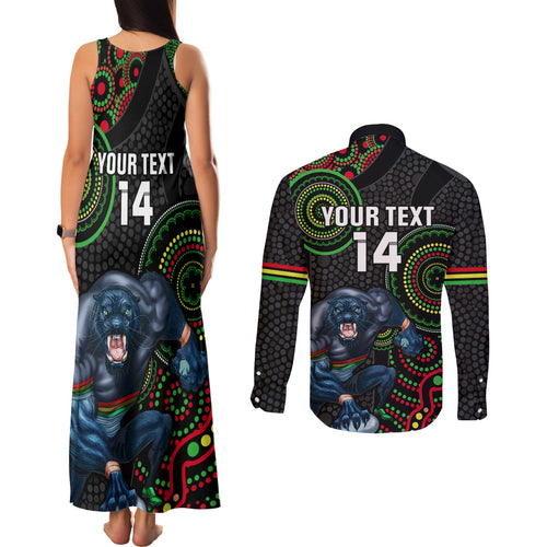 custom-nrl-panthers-couples-matching-tank-maxi-dress-and-long-sleeve-button-shirt-indigenous-penrith-dynamic-black-version