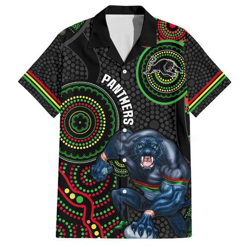 custom-nrl-panthers-family-matching-off-shoulder-short-dress-and-hawaiian-shirt-indigenous-penrith-dynamic-black-version